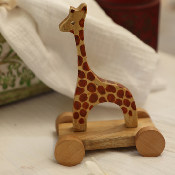 Hand-Painted Neem Wood Giraffe Toy