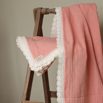 Organic Muslin Cotton Swaddle in Pink