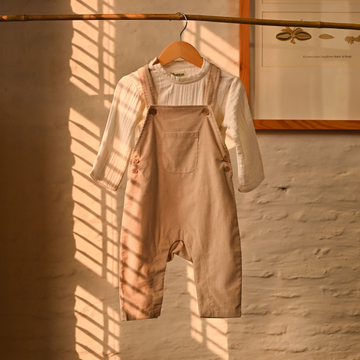 Beige Corduroy Dungaree Set - 0 - 24 months